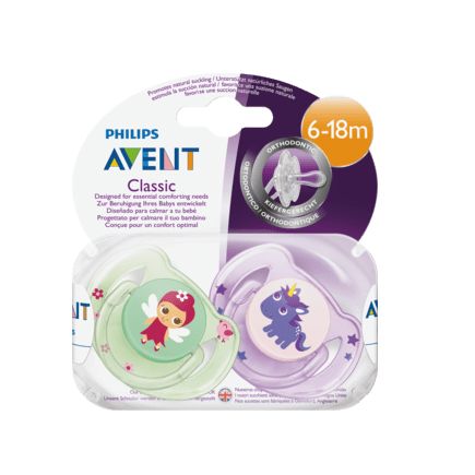 Avent おしゃぶり シリコン製 6〜18か月 おとぎ話の森 女の子向け 2個