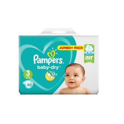 Pampers ベビードライ サイズ3(ミディ 6〜10 kg) ジャンボ+パック 90枚