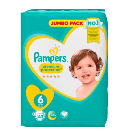 Pampers おむつ サイズ6(エクストララージ  13〜18kg) ジャンボパック 43枚