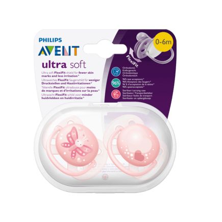 Philips AVENT おしゃぶり ウルトラソフト サイズ1 0〜6か月 女の子向け 2個