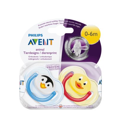 Philips AVENT おしゃぶり クラシック 動物柄 サイズ1 0〜6か月 男の子向け 2個