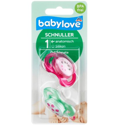 babylove おしゃぶり シリコン製 解剖学的形状 サイズ1 0〜6か月から 2個