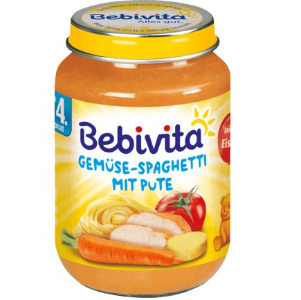 Bebivita ベビーメニュー 野菜のスパゲッティ 七面鳥入り 4か月から 190g