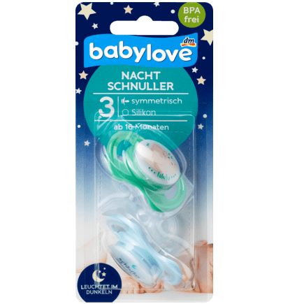 babylove 夜用おしゃぶり シリコン製 左右対称 サイズ3 16か月から 2個