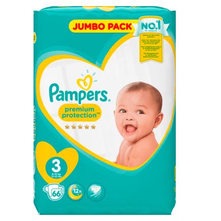 Pampers おむつ プレミアム サイズ3(ミディ 6〜10kg)ジャンボパック 66枚