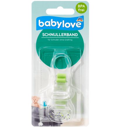 babylove おしゃぶり用ストラップ グリップリングなし 緑/水玉 1個