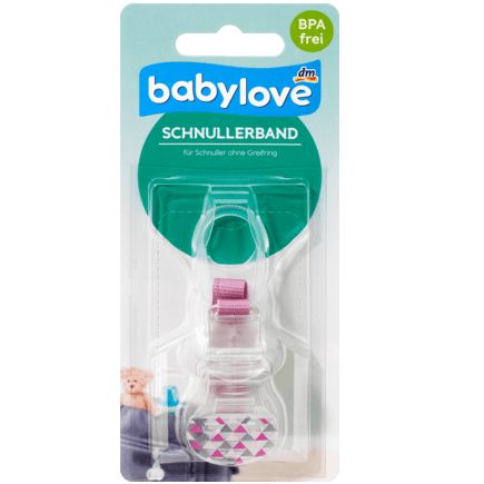 babylove おしゃぶり用ストラップ グリップリングなし ピンク/三角 1個