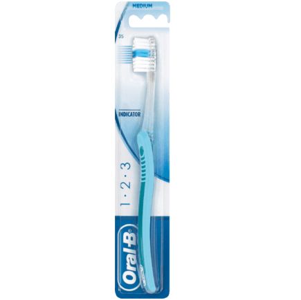 Oral-B 歯ブラシ 1-2-3 インディケーター 小さいヘッド ミディアム 1本