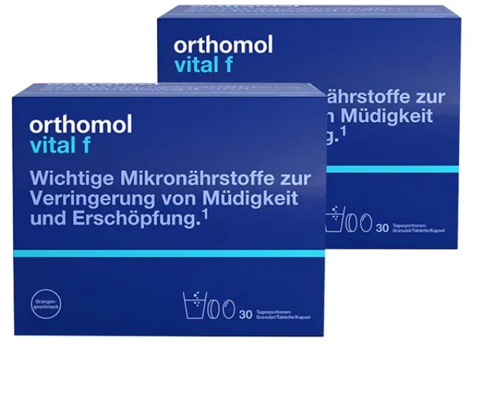 orthomol immun オーソモル イミューン サプリメント Orthomol Vital f f?r Frauen オーソモル バイタル f フォーウィメン オレンジ味 -顆粒/錠剤/カプセル 30個入り×2