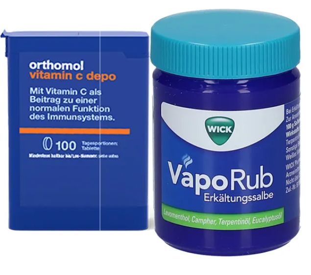 orthomol immun オーソモル イミューン サプリメント Erk?ltungsset WICK VapoRub + Orthomol Vitamin C depo 風邪セット ウィック ヴェポラッブ ＋オーソモル ビタミン C デポ 1セット