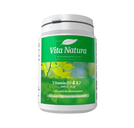 Vita Natura ヴィタ ナチュラ Vitamin D3 & Vitamin K 2 ビタミンD3＆ビタミンK2 60カプセル