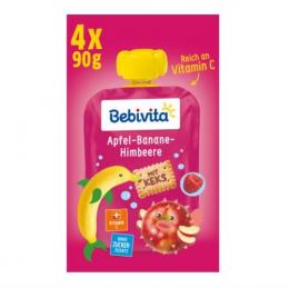 Bebivita スクイズパック リンゴ・バナナ ラズベリー ビスケット入り 1歳から 90g×4個