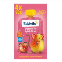 Bebivita スクイズパック リンゴ・洋ナシとストロベリー 1歳から 90g×4個