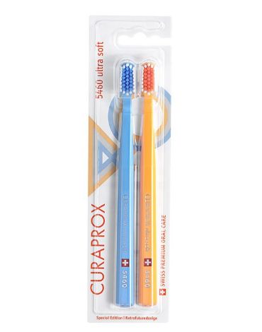 CURAPROX CS5460 40イヤーズ  歯ブラシ (2本入り、オレンジ / ブルー)