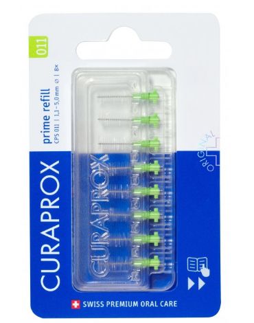 CURAPROX CPS011 プライム 歯間ブラシ 詰替用パック (8本入り、ライムグリーン)