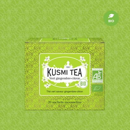KUSMI TEA クスミティー グリーンティージンジャーレモン オーガニック ティーバッグ 20個