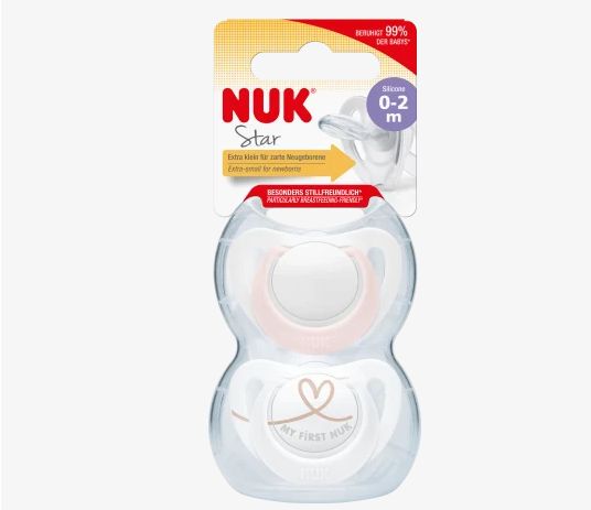 NUK ヌーク スター おしゃぶり ローズ/ホワイト サイズ0 0〜2ヶ月 2個