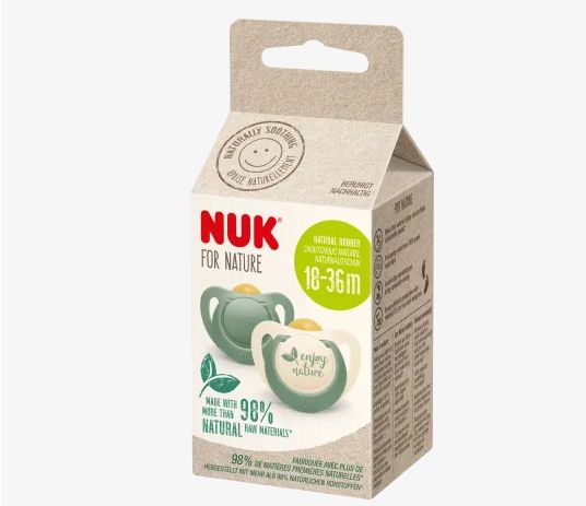 NUK ヌーク フォーネイチャーラテックス おしゃぶり グリーン サイズ3 18〜36ヶ月 2個