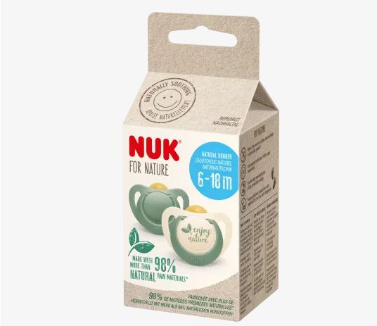 NUK ヌーク フォーネイチャーラテックス おしゃぶり グリーン サイズ2 6〜18ヶ月 2個