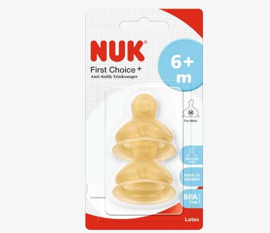 NUK ヌーク ファーストチョイス+ 交換用ニップル ラテックス 6〜18ヶ月 M(ミルク 2個