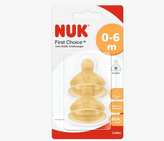 NUK ヌーク ファーストチョイス+ 交換用ニップル ラテックス 0〜6ヶ月 M(ミルク) 2個