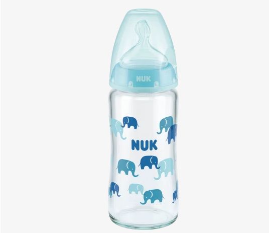 NUK ヌーク ファーストチョイス ガラス製哺乳瓶 サイズ1 M ブルー 240ml 1個