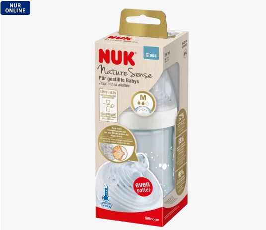 NUK ヌーク ネイチャーセンス ガラス製哺乳瓶 サイズM ホワイト 240ml 1個