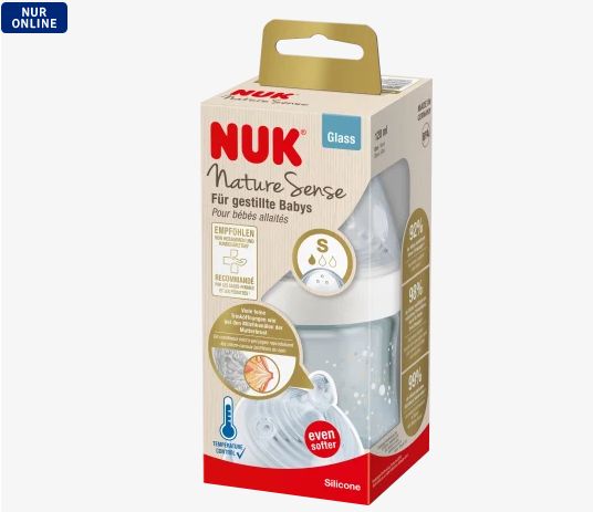 NUK ヌーク ネイチャーセンス ガラス製哺乳瓶 サイズS ホワイト 120ml 1個