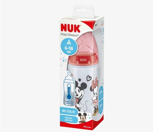 NUK ヌーク ファーストチョイス+ 哺乳瓶 温度コントロール ディズニー レッド 300ml 1個