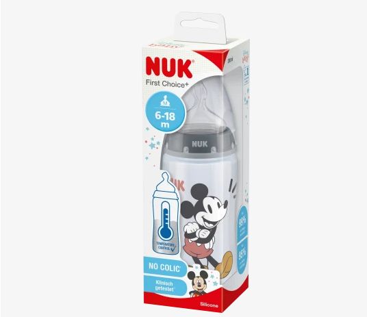 NUK ヌーク ファーストチョイス+ 哺乳瓶 温度コントロール ディズニー グレー 300ml 1個