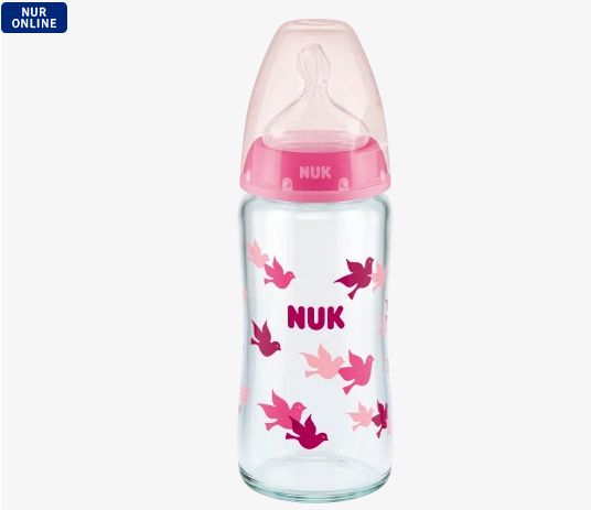 NUK ヌーク ファーストチョイス+ ガラス製哺乳瓶 ピンク サイズ1 240ml 1個