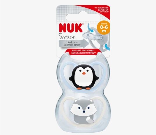 NUK ヌーク スペース おしゃぶり シリコーン ブルー/ホワイト サイズ1 0〜6ヶ月 2個