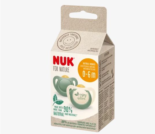 NUK ヌーク フォーネイチャーラテックス おしゃぶり グリーン サイズ1 0〜6ヶ月 2個