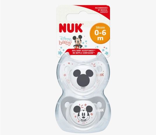 NUK ヌーク ディズニーベビー おしゃぶり ホワイト/グレー サイズ1 0〜6ヶ月 2個