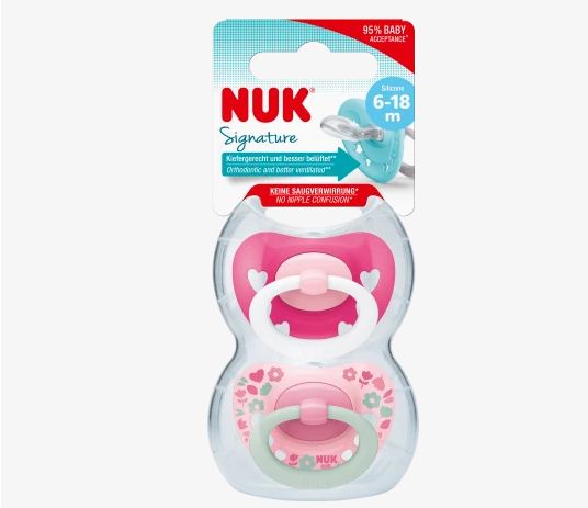 NUK ヌーク シグネチャー おしゃぶり シリコーン ピンク/ローズ サイズ2 6〜18カ月 2個