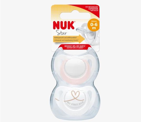 NUK ヌーク スター おしゃぶり ローズ/ホワイト サイズ1 0〜6ヶ月 2個