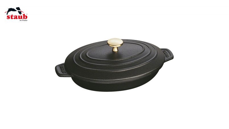 STAUB サービングプレート オーブンディッシュ (オーバル、ブラック)の