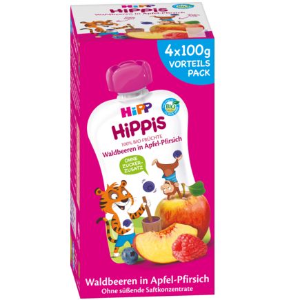 Hipp スクイズパック Hippis リンゴ・桃・ワイルドベリー 1歳から 100g×4個