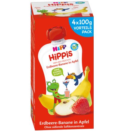 Hipp スクイズパック リンゴ・イチゴ・バナナ 1歳から 100g×4個(400g)