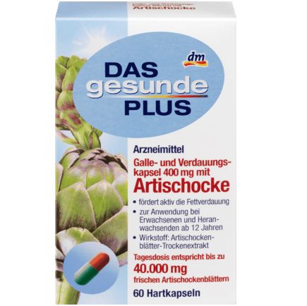 DAS gesunde 胆汁と消化剤カプセル 400 mg アーティチョーク入り 60カプセル