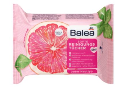 Balea バレア 5in1グレープフルーツの香り付きソフトクリーニングワイプ25枚